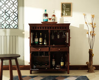 Alexandria Solid Wood Bar Cabinet Natural Finish Grey Finish