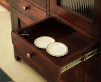 Alexandria Solid Wood Bar Cabinet Natural Finish Grey Finish
