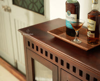 Alexandria Solid Wood Bar Cabinet Natural Finish Grey Finish