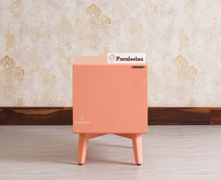 Bengaluru Solid Wood Bedside Table - Furniselan - Coral-Peach
