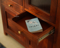 Alexandria Solid Wood Bar Cabinet Natural Finish Brown Finish