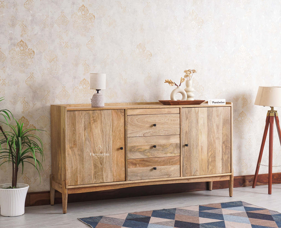 Wellington Solid Wood Sideboard Cabinet Furniselan - Natural-Finish