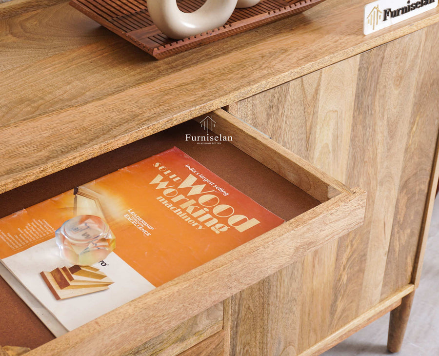 Wellington Solid Wood Sideboard Cabinet Furniselan - Natural-Finish