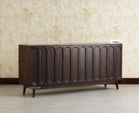 Tirupati Solid Wood Sideboard Cabinet Four Door Furniselan Grey Finish