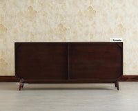 Tirupati Solid Wood Sideboard Cabinet Four Door Furniselan Grey Finish