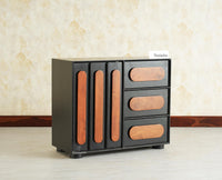 Chicago Solid Wood One  Door Three drawer Storage Cabinet Black Finish
