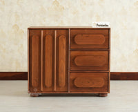 Chicago Solid Wood One  Door Three drawer Storage Cabinet Teak Finish