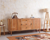 Eiffel Solid Wood Sideboard Cabinet Two Doors and Three Drawers Furniselan - Natural-Finish