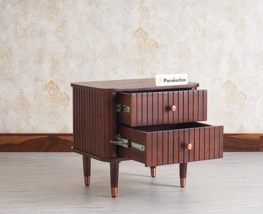 Eiffel Solid Wood Two Door Bedside Table - Bedside Table - Furniselan-Grey-Finish