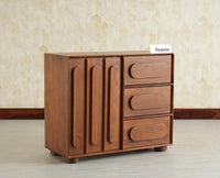 Chicago Solid Wood One  Door Three drawer Storage Cabinet Teak Finish