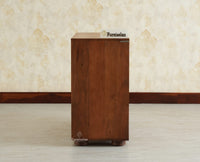 Chicago Solid Wood One  Door Three drawer Storage Cabinet Teak Finish