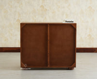 Chicago Solid Wood One  Door Three drawer Storage Cabinet Teak Finish