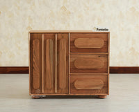 Chicago Solid Wood One  Door Three drawer Storage Cabinet Natural Finish