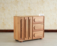 Chicago Solid Wood One  Door Three drawer Storage Cabinet Natural Finish