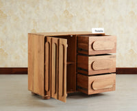 Chicago Solid Wood One  Door Three drawer Storage Cabinet Natural Finish