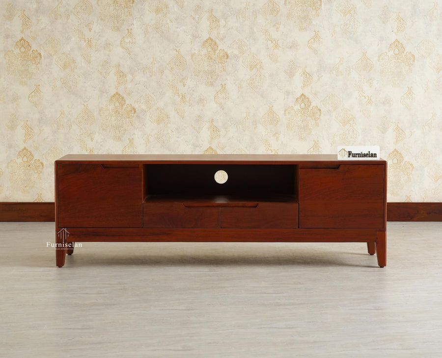 Bressels Wooden Tv Cabinet Media Unit Brown Finish
