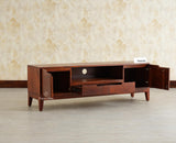 Bressels Wooden Tv Cabinet Media Unit Brown Finish