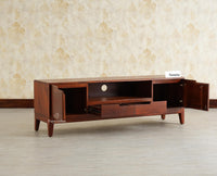Bressels Wooden Tv Cabinet Media Unit Brown Finish