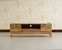 Bressels Wooden Tv Cabinet Media Unit Natural Finish
