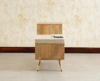 Boston Solid Wood Cane Shoe Storage Bench for Entryway Natural Finish