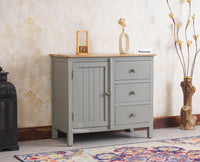 Spain Solid Mango Wood Sideboard Cabinet-Three Drawers & One Door Furniselan Cool Grey