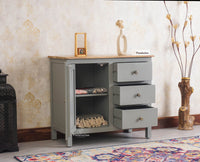Spain Solid Mango Wood Sideboard Cabinet-Three Drawers & One Door Furniselan Cool Grey