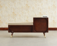 Boston Solid Wood Cane Shoe Storage Bench for Entryway Grey Finish