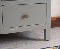 Spain Solid Mango Wood Sideboard Cabinet-Three Drawers & One Door Furniselan Cool Grey