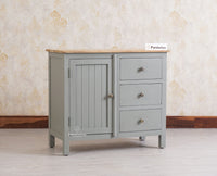 Spain Solid Mango Wood Sideboard Cabinet-Three Drawers & One Door Furniselan Cool Grey