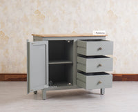 Spain Solid Mango Wood Sideboard Cabinet-Three Drawers & One Door Furniselan Cool Grey