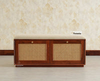 Boston Solid Wood Flip Door Shoe Storage Bench Brown Finish
