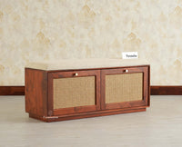 Boston Solid Wood Flip Door Shoe Storage Bench Brown Finish