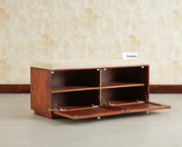 Boston Solid Wood Flip Door Shoe Storage Bench Brown Finish