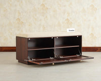 Boston Solid Wood Flip Door Shoe Storage Bench Grey Finish