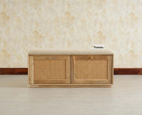 Boston Solid Wood Flip Door Shoe Storage Bench Natural Finish