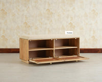 Boston Solid Wood Flip Door Shoe Storage Bench Natural Finish