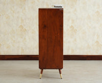 Boston Wooden Rattan Cane Mini Bar Cabinet with Storage Brown Finish
