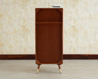 Boston Wooden Rattan Cane Mini Bar Cabinet with Storage Brown Finish