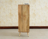 Boston Wooden Rattan Cane Mini Bar Cabinet with Storage Natural Finish
