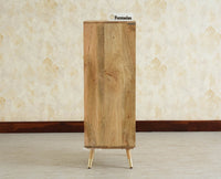 Boston Wooden Rattan Cane Mini Bar Cabinet with Storage Natural Finish
