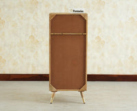 Boston Wooden Rattan Cane Mini Bar Cabinet with Storage Natural Finish