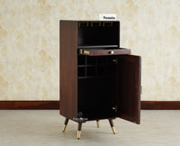 Boston Wooden Rattan Cane Mini Bar Cabinet with Storage Grey Finish