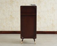 Boston Wooden Rattan Cane Mini Bar Cabinet with Storage Grey Finish