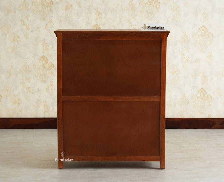 Alexandria Solid Wood Bar Cabinet Natural Finish Brown Finish