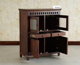 Alexandria Solid Wood Bar Cabinet Natural Finish Grey Finish