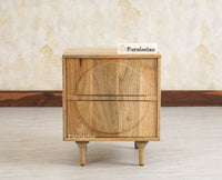 Horniman Circle Wooden One Door Bedside Table Nightstand Natural Finish
