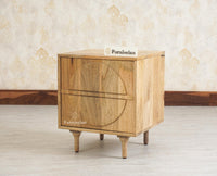 Horniman Circle Wooden One Door Bedside Table Nightstand Natural Finish