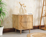 Horniman Circle Wooden One Door Bedside Table Nightstand Natural Finish