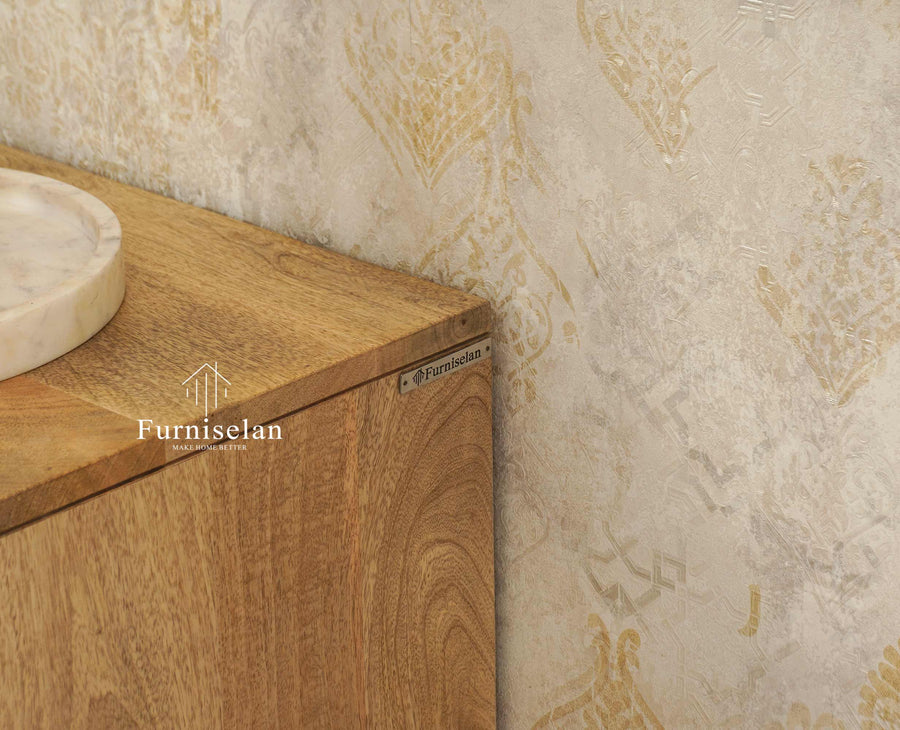 Horniman Circle Wooden One Door Bedside Table Nightstand Natural Finish