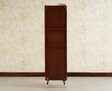 Boston Wooden Rattan Cane Tall Bar Cabinet with Storage Brown Finish